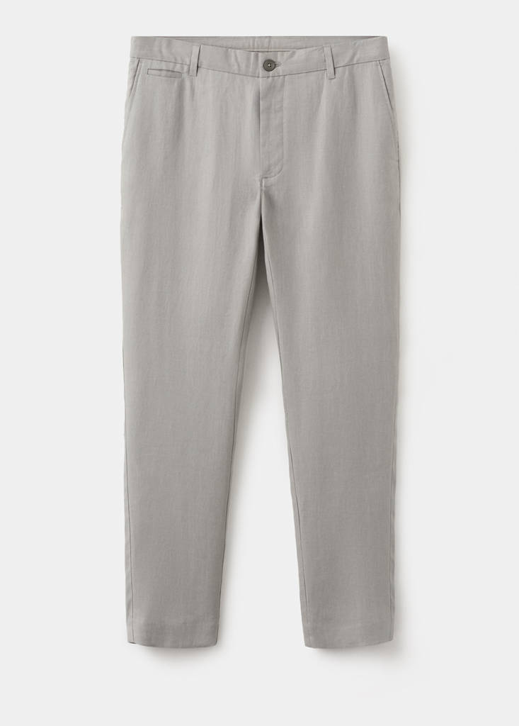 Slim-fit 100% linen trousers — Light Heather Grey