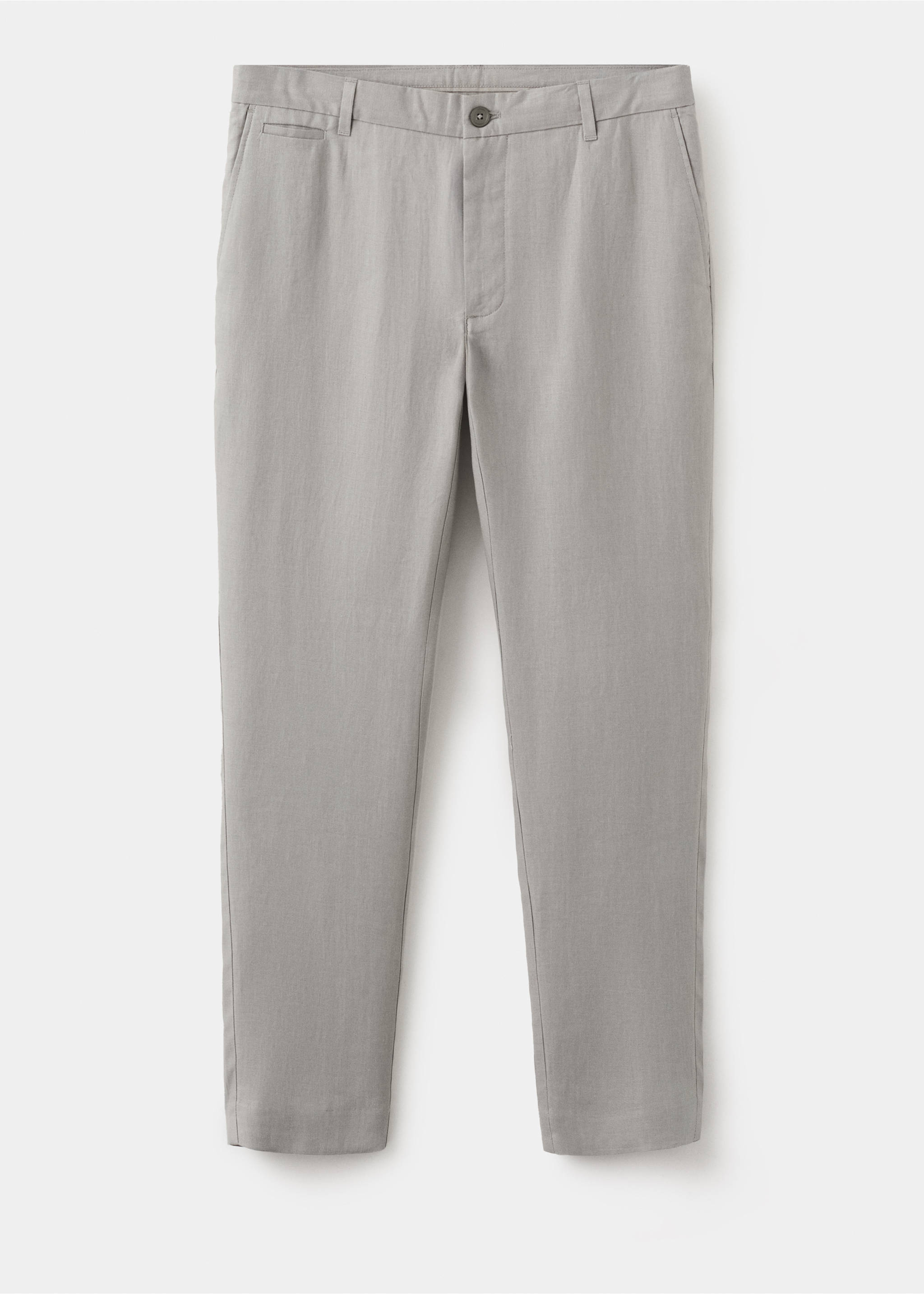 Брюки 100% лен slim fit - Изделие без модели, Меланжевый светло-серый. Ref: 37071330-00.