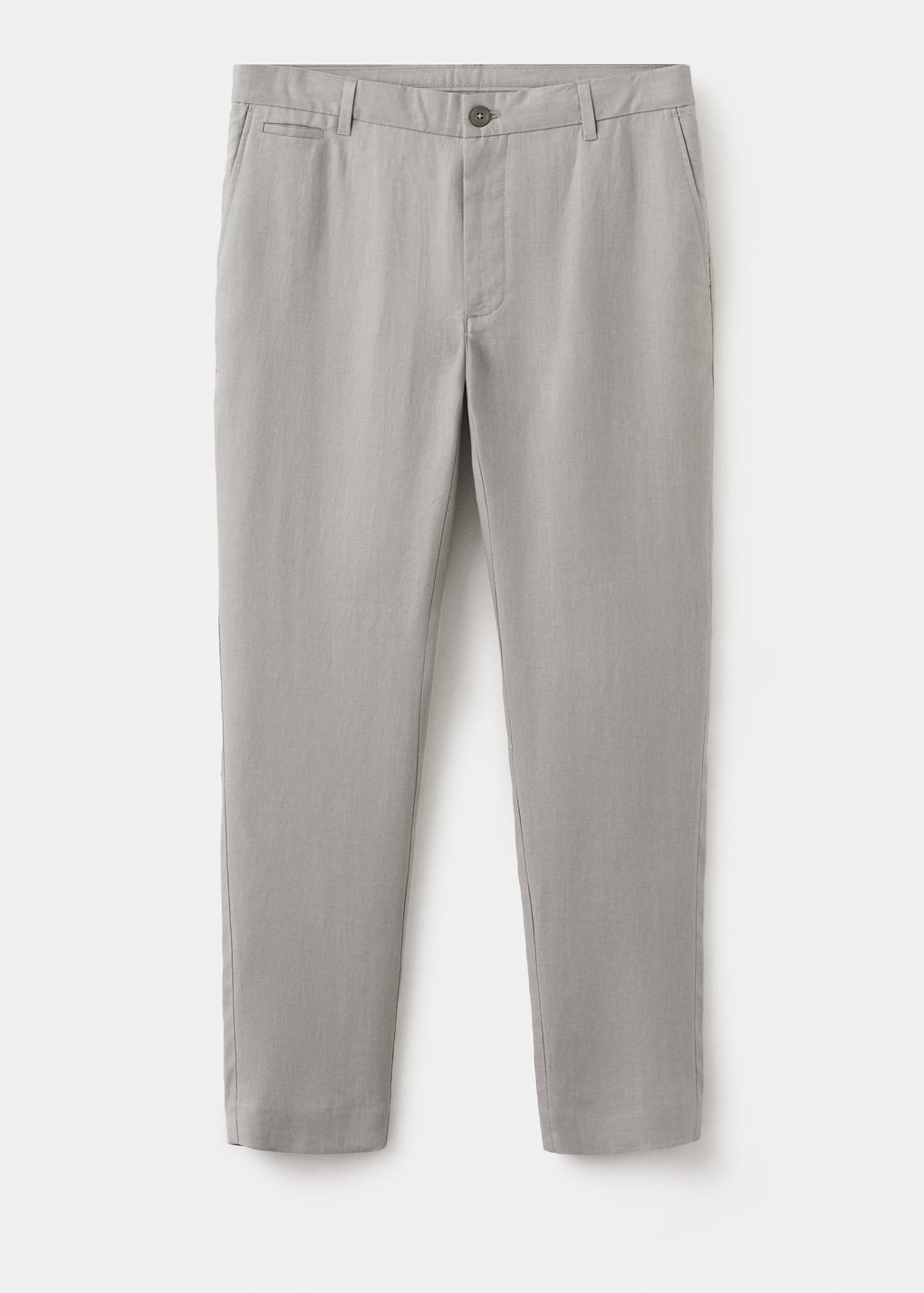 Slim-fit 100% linen trousers — Light Heather Grey
