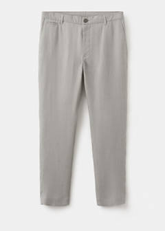 Slim-fit 100% linen trousers — Light Heather Grey 8