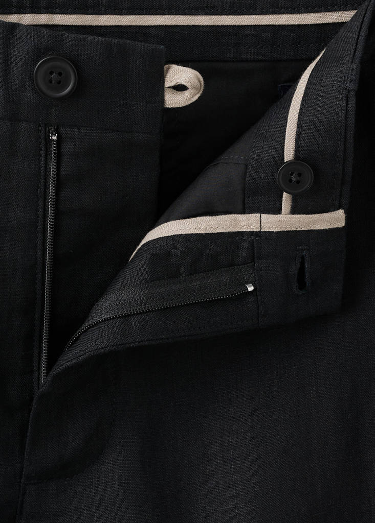 Slim-fit 100% linen trousers — Black