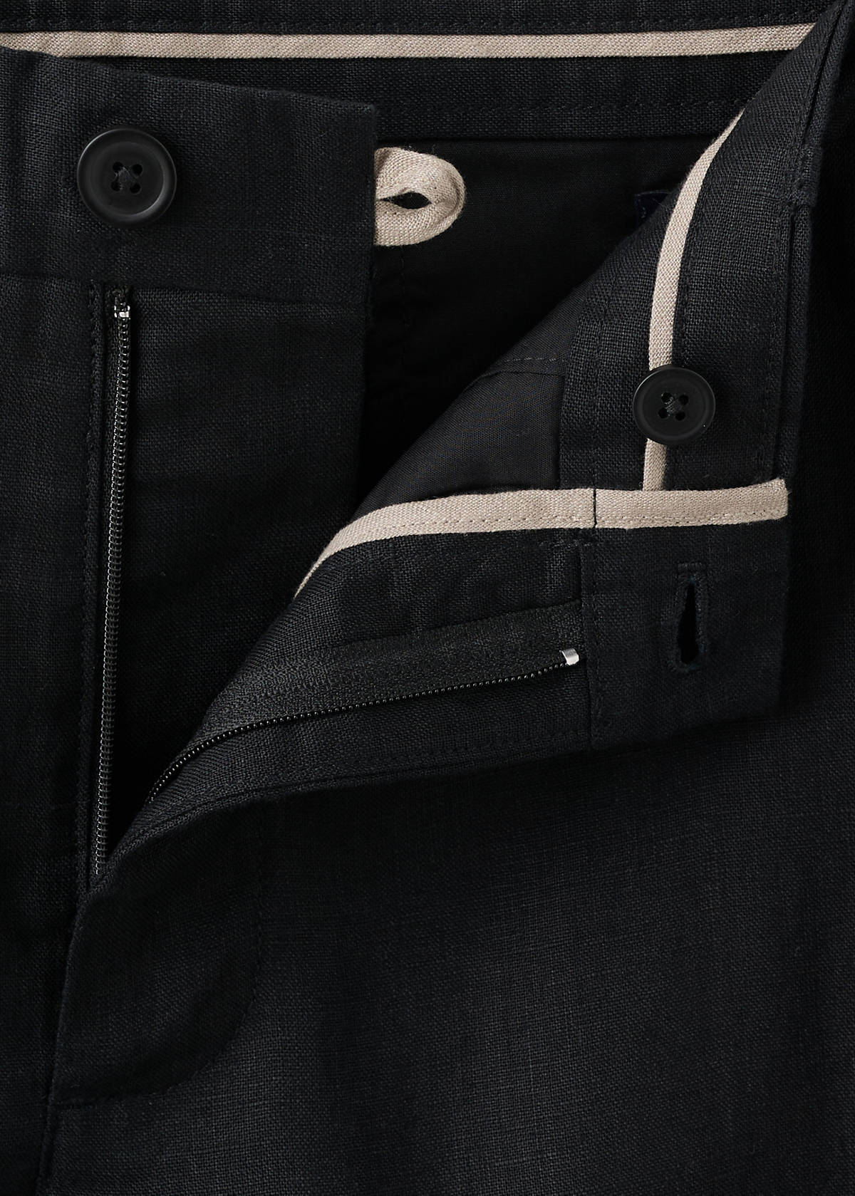 Slim-fit 100% linen trousers — Black