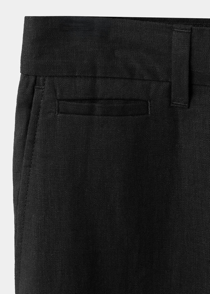 Slim-fit 100% linen trousers — Black