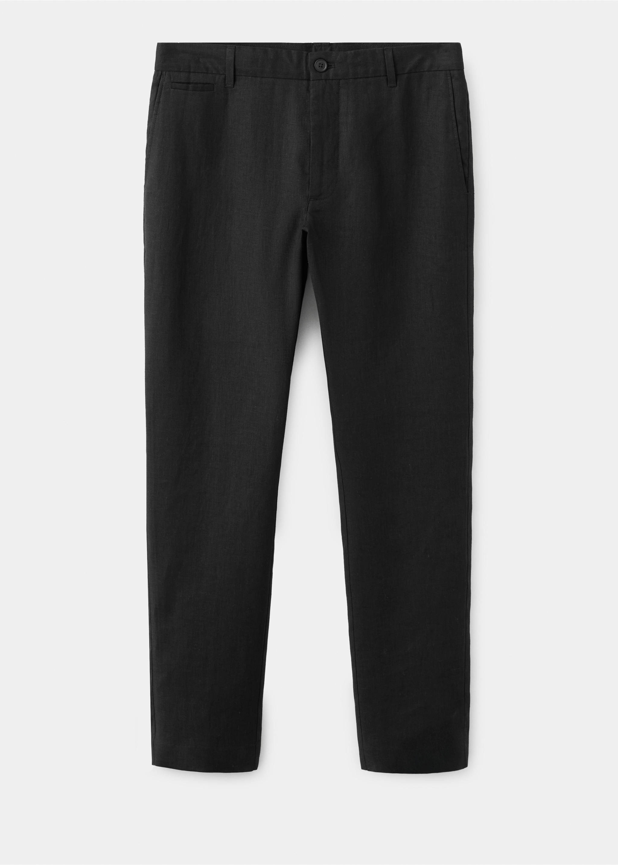 Slim-fit 100% linen trousers - Article without model, Black. Ref: 37071330-00.