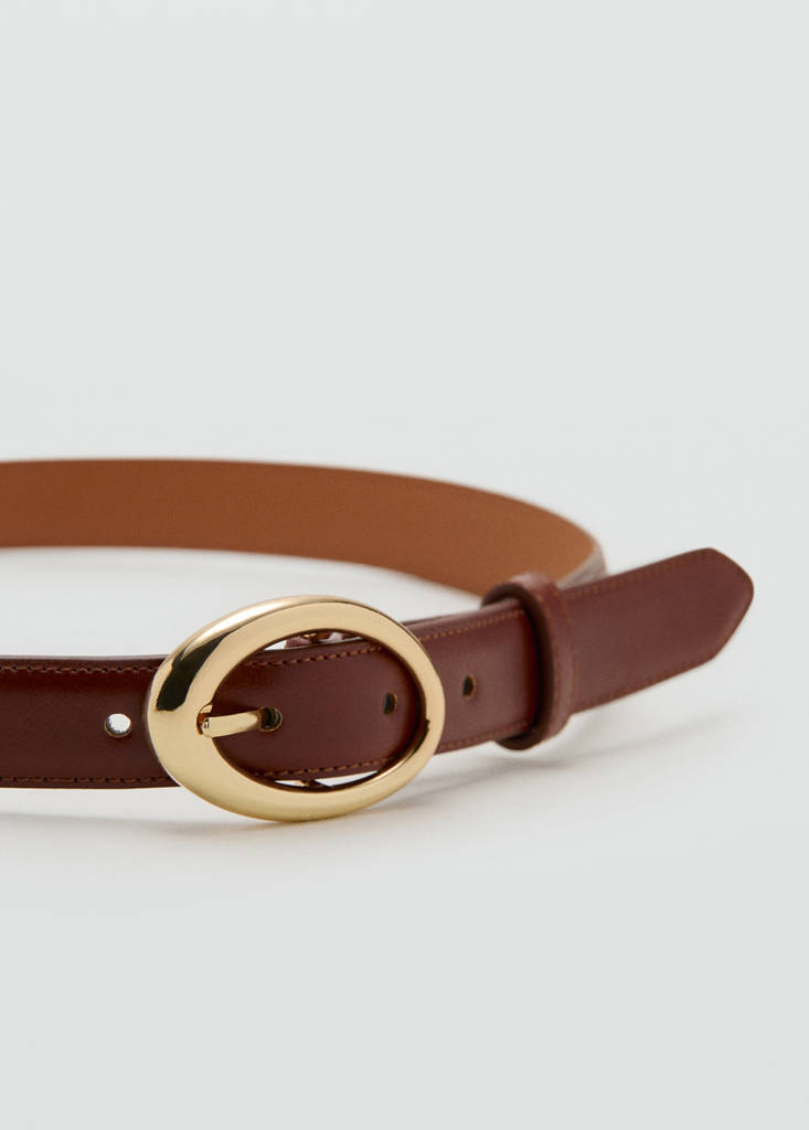 Oval buckle belt — Brown