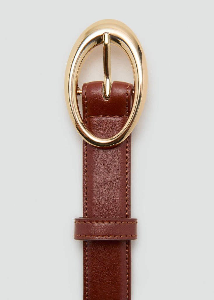 Oval buckle belt — Brown