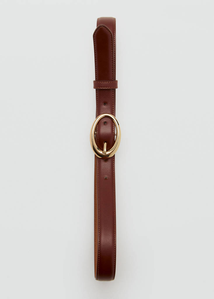 Oval buckle belt — Brown