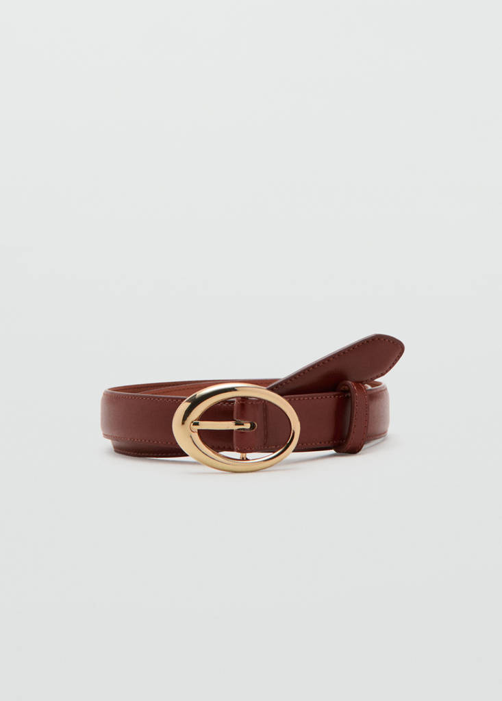 Oval buckle belt — Brown