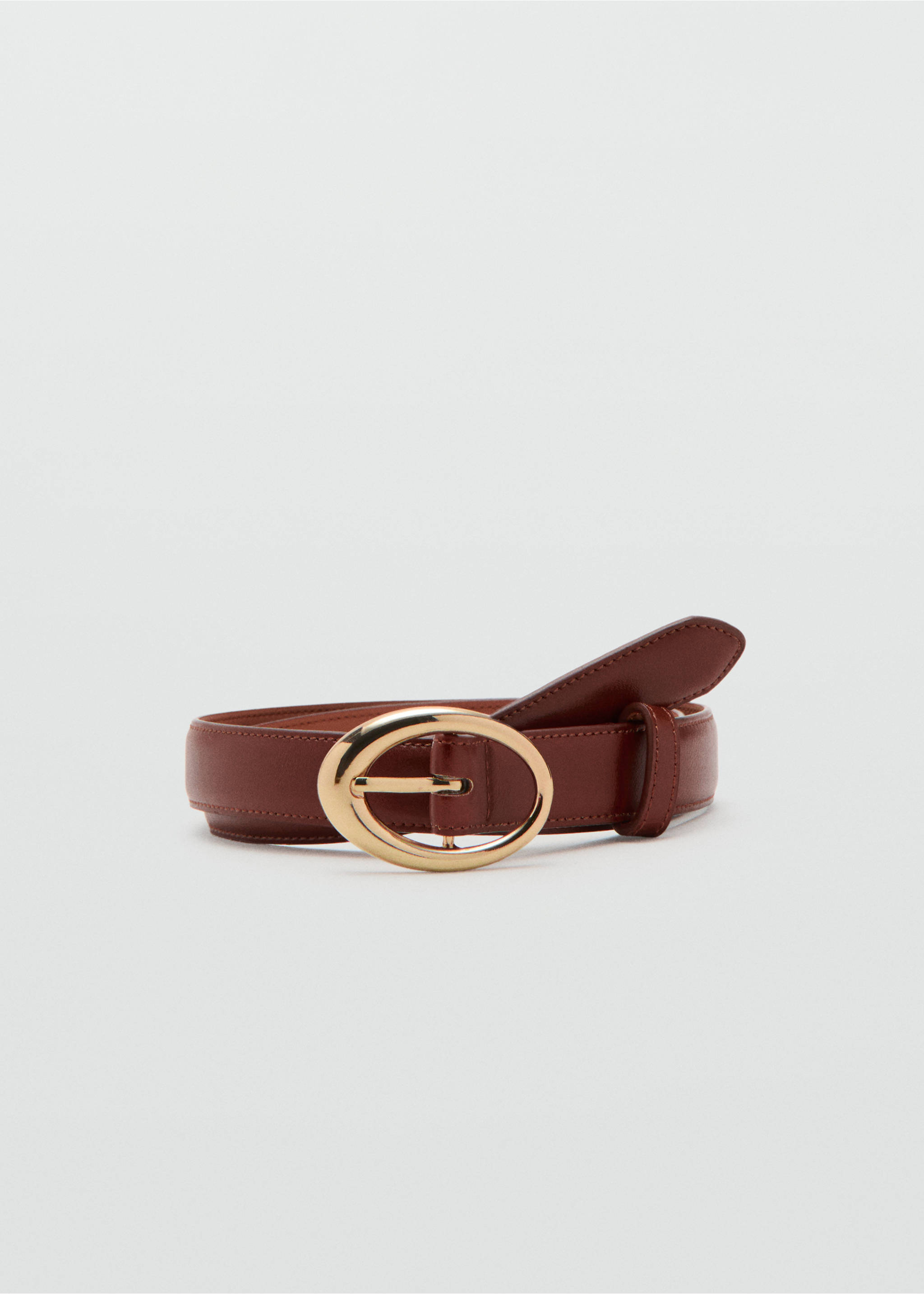 Oval buckle belt - Article without model, Brown. Ref: 37071331-00.