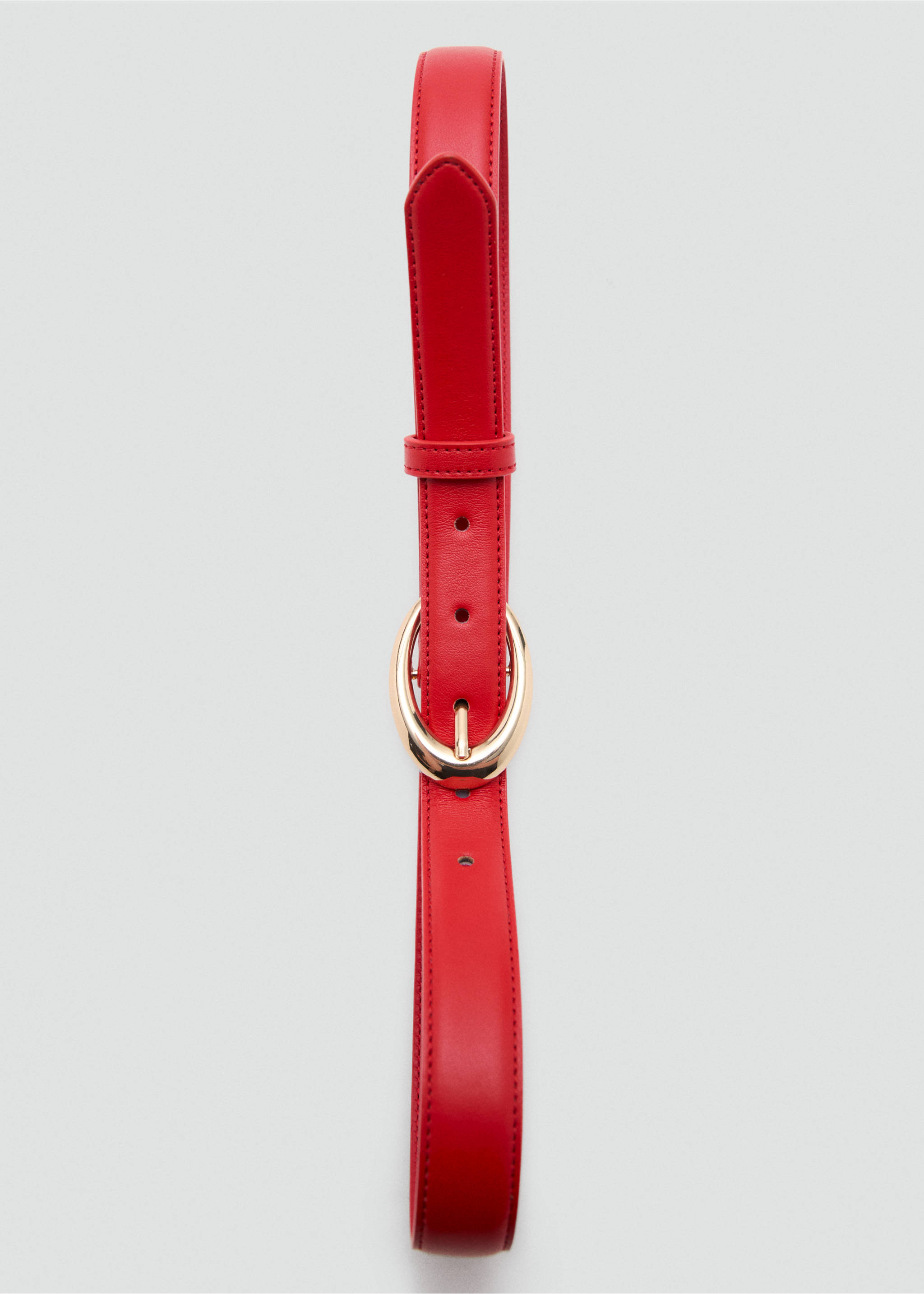 Oval buckle belt - Details of the article 2, Red. Ref: 37071331-00.