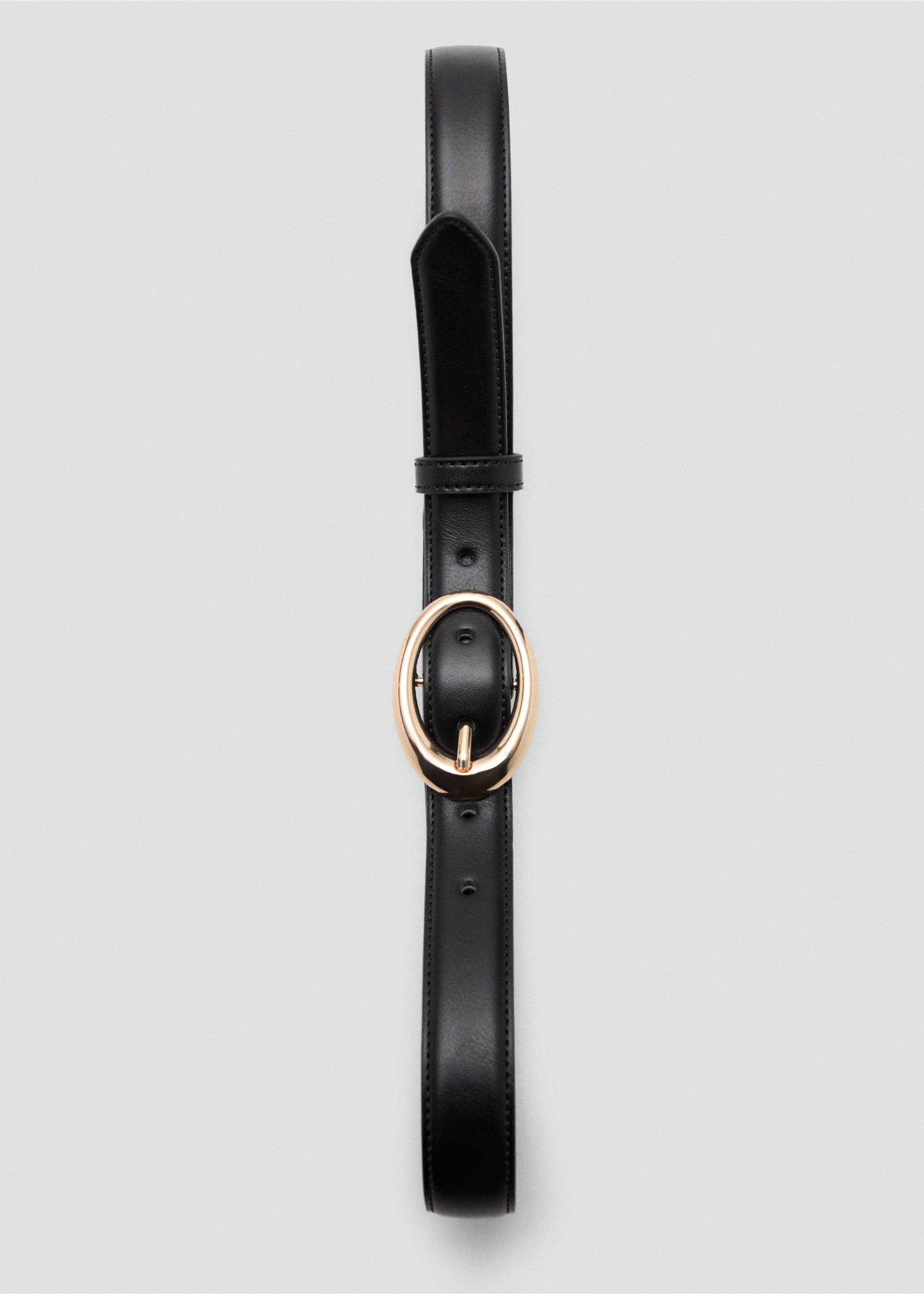 Oval buckle belt - Details of the article 2, Black. Ref: 37071331-00.