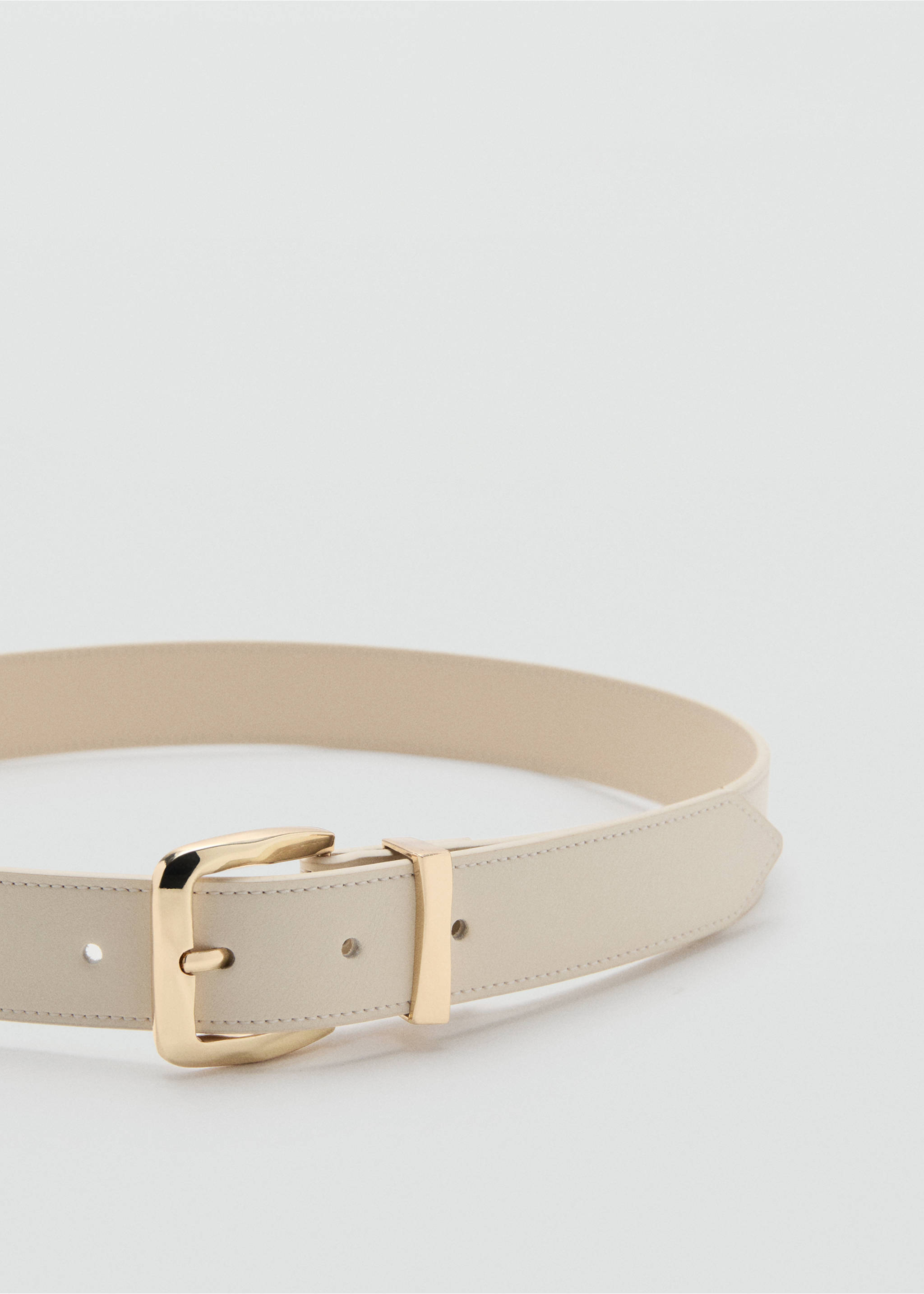 Embossed buckle belt - Medium plane, Ecru. Ref: 37071332-00.