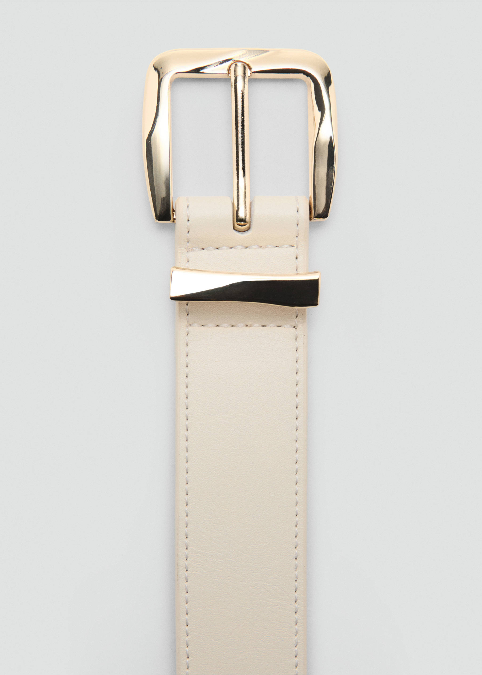 Embossed buckle belt - Details of the article 1, Ecru. Ref: 37071332-00.