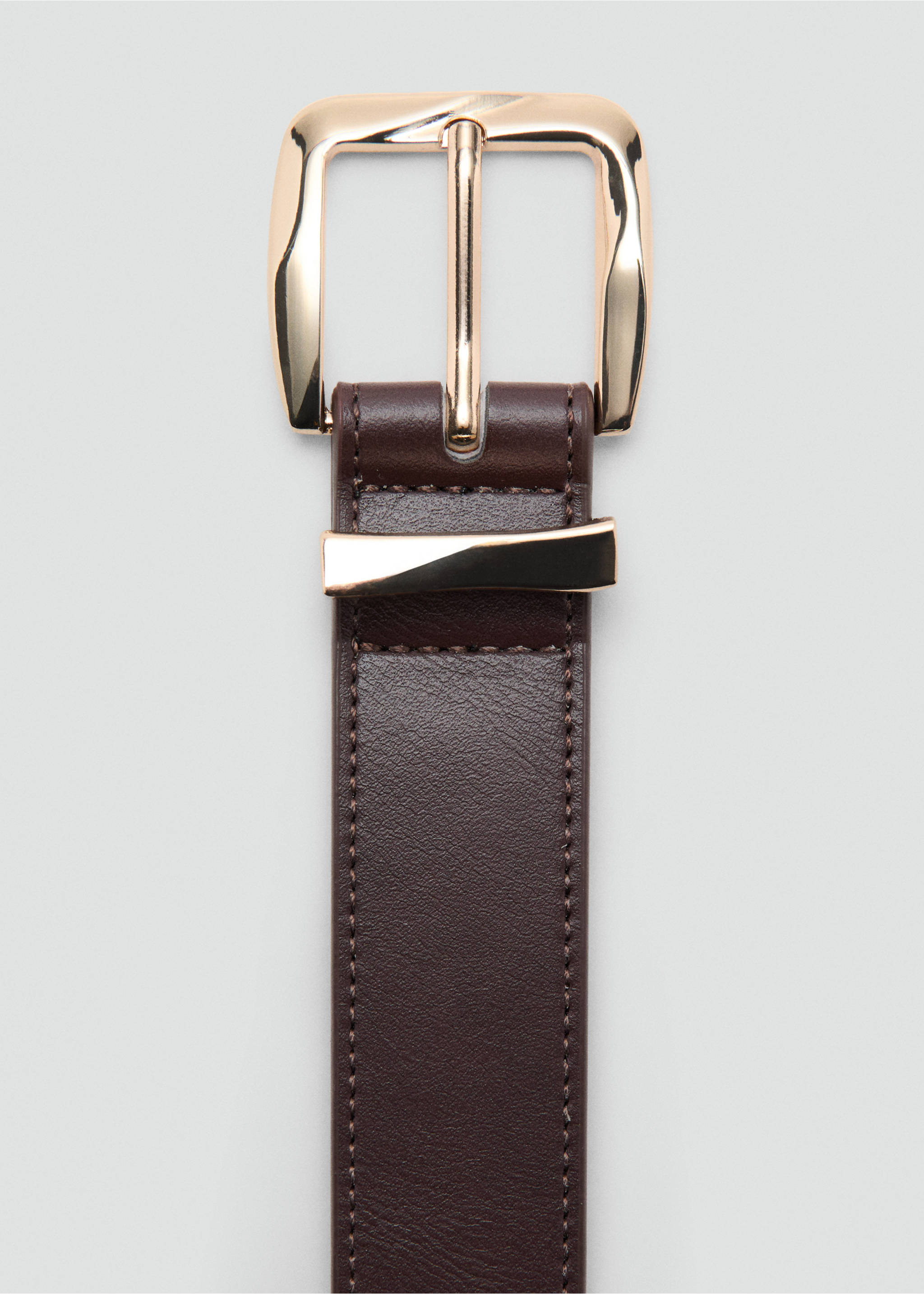 Embossed buckle belt - Details of the article 1, Chocolate. Ref: 37071332-00.