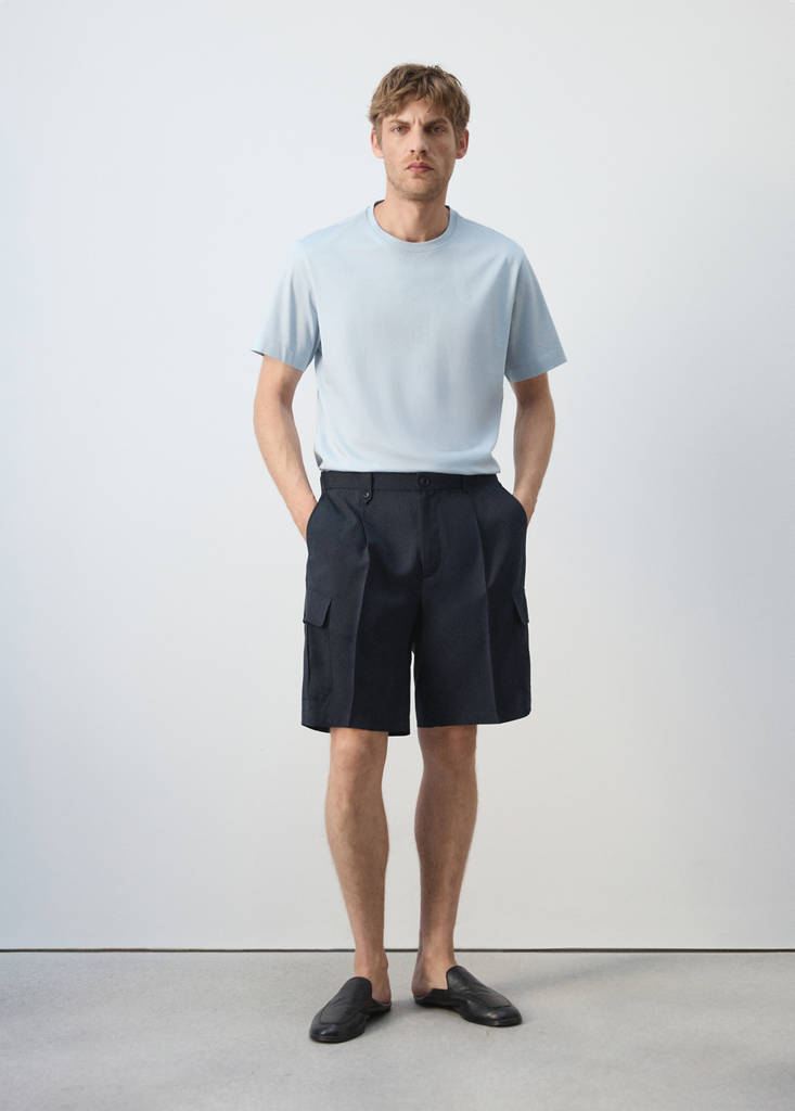 Modal cotton cargo bermuda shorts — Navy