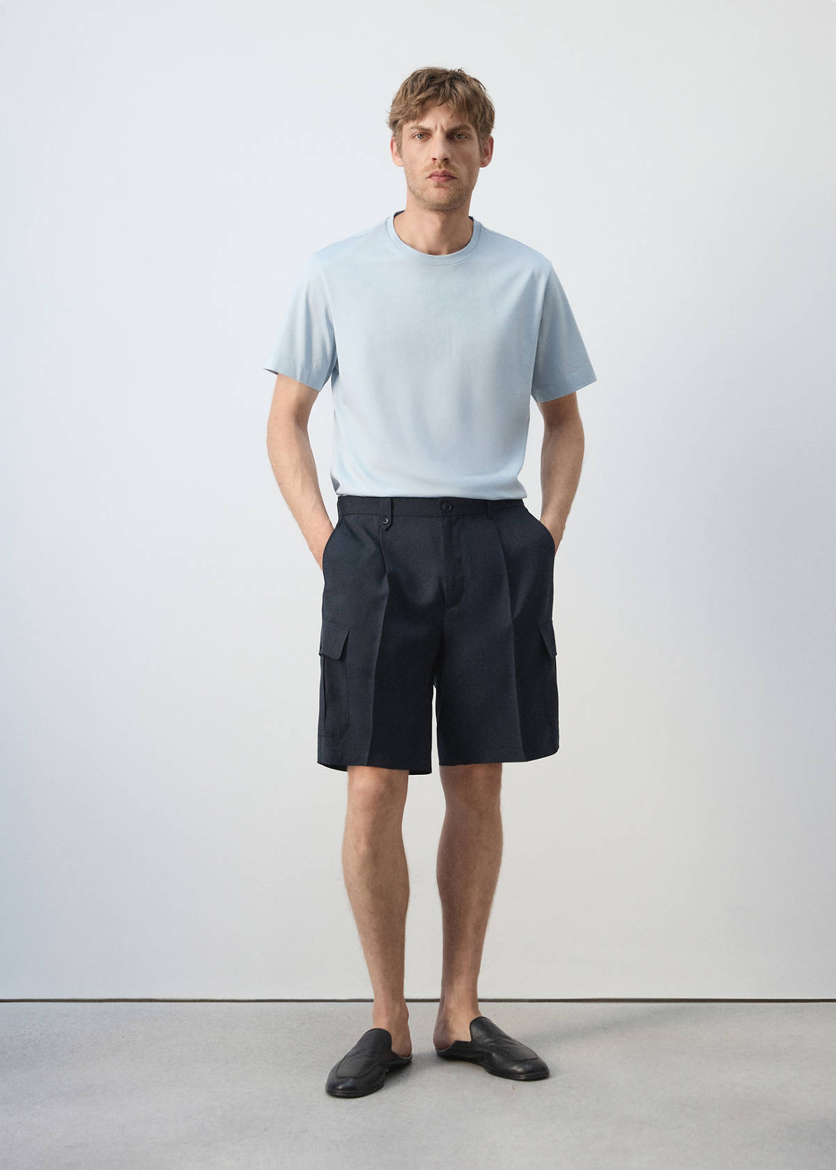 Modal cotton cargo bermuda shorts