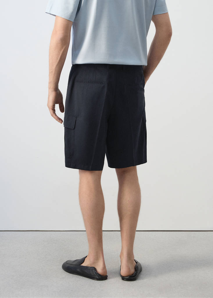 Modal cotton cargo bermuda shorts — Navy