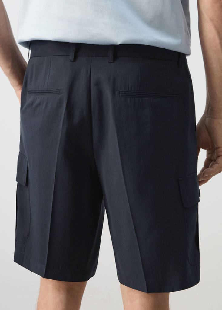 Modal cotton cargo bermuda shorts — Navy