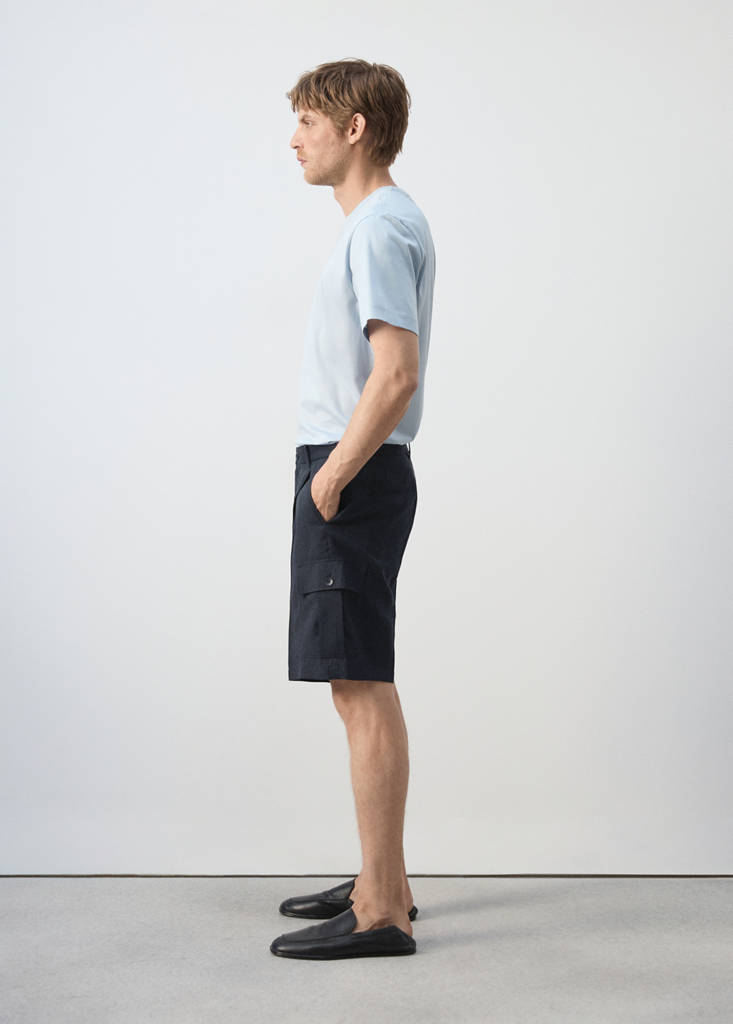 Modal cotton cargo bermuda shorts — Navy