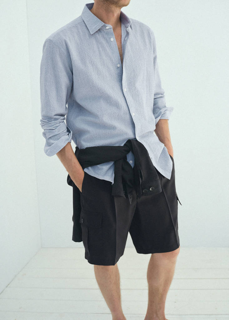 Modal cotton cargo bermuda shorts — Navy