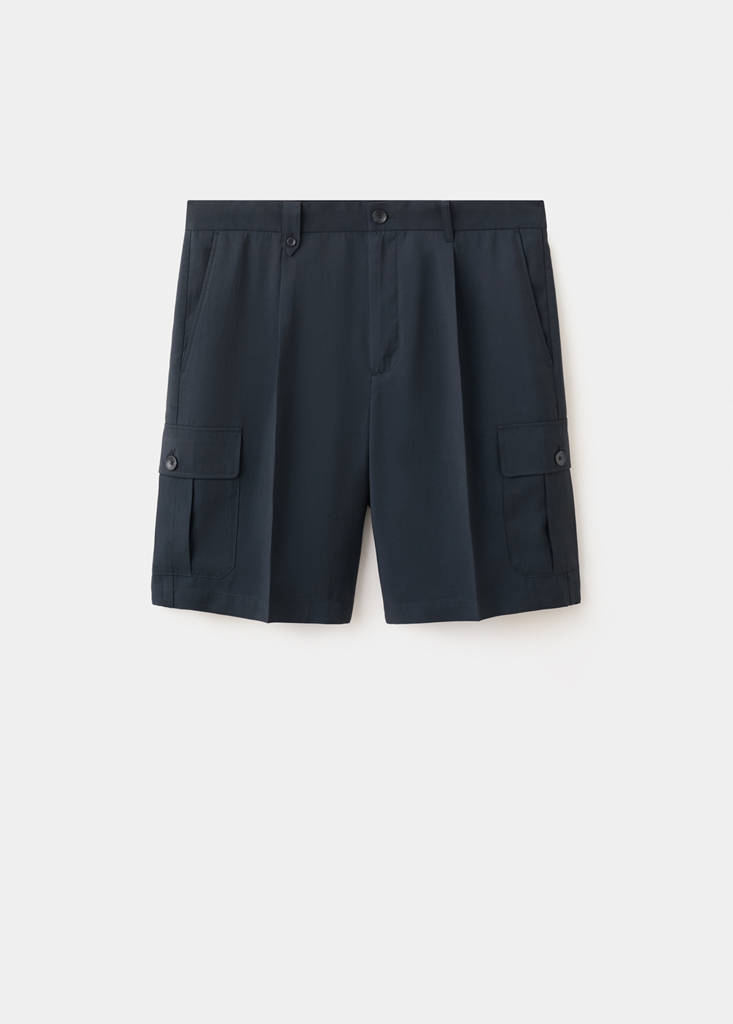 Modal cotton cargo bermuda shorts — Navy