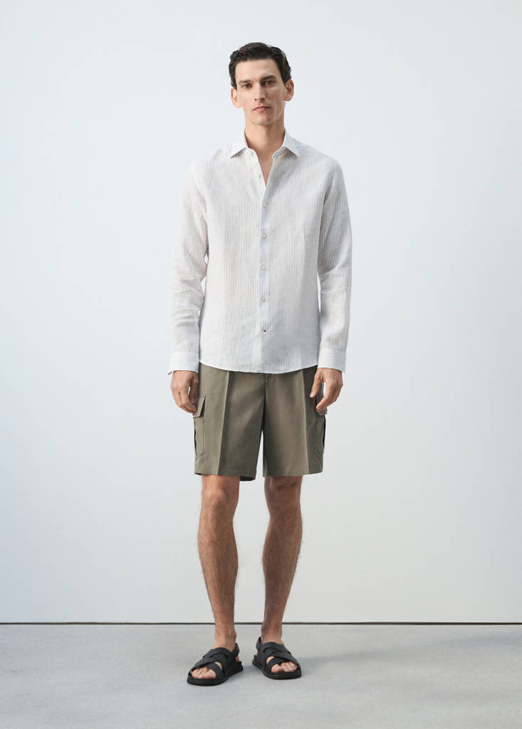 Modal cotton cargo bermuda shorts — Mink Grey