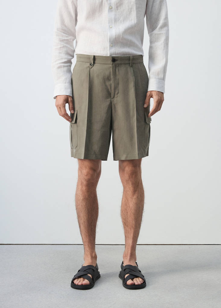Modal cotton cargo bermuda shorts — Mink Grey