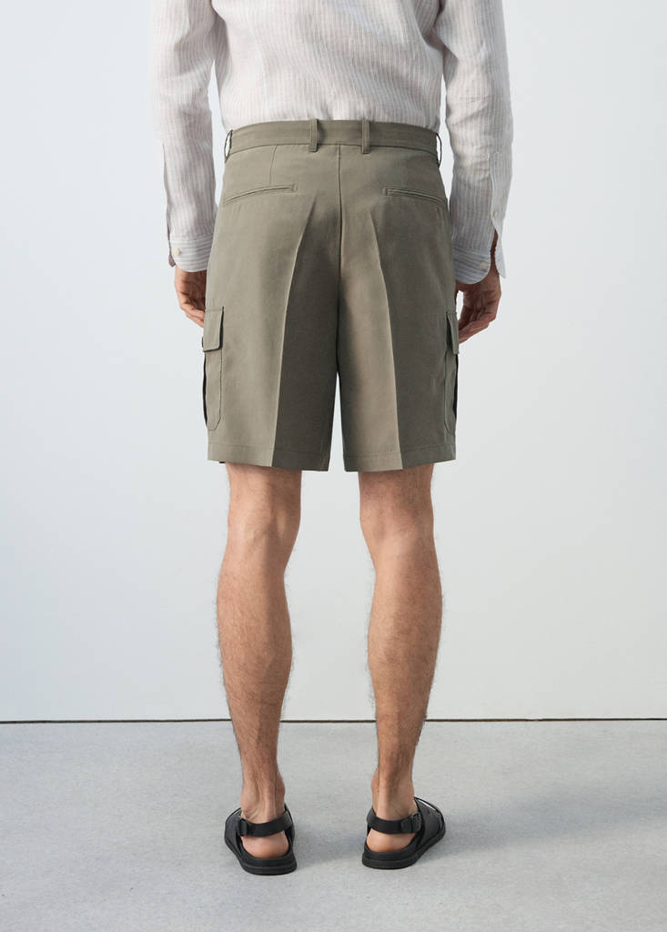Modal cotton cargo bermuda shorts — Mink Grey