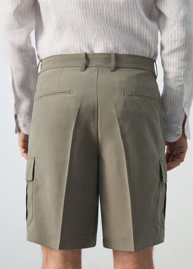 Modal cotton cargo bermuda shorts — Mink Grey