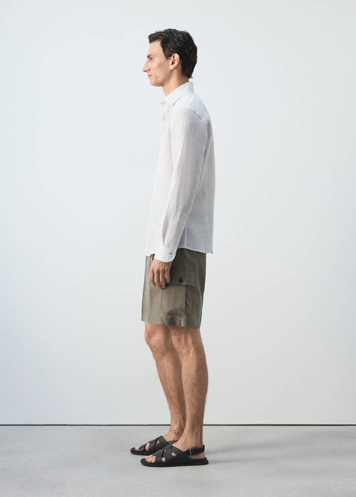Modal cotton cargo bermuda shorts — Mink Grey