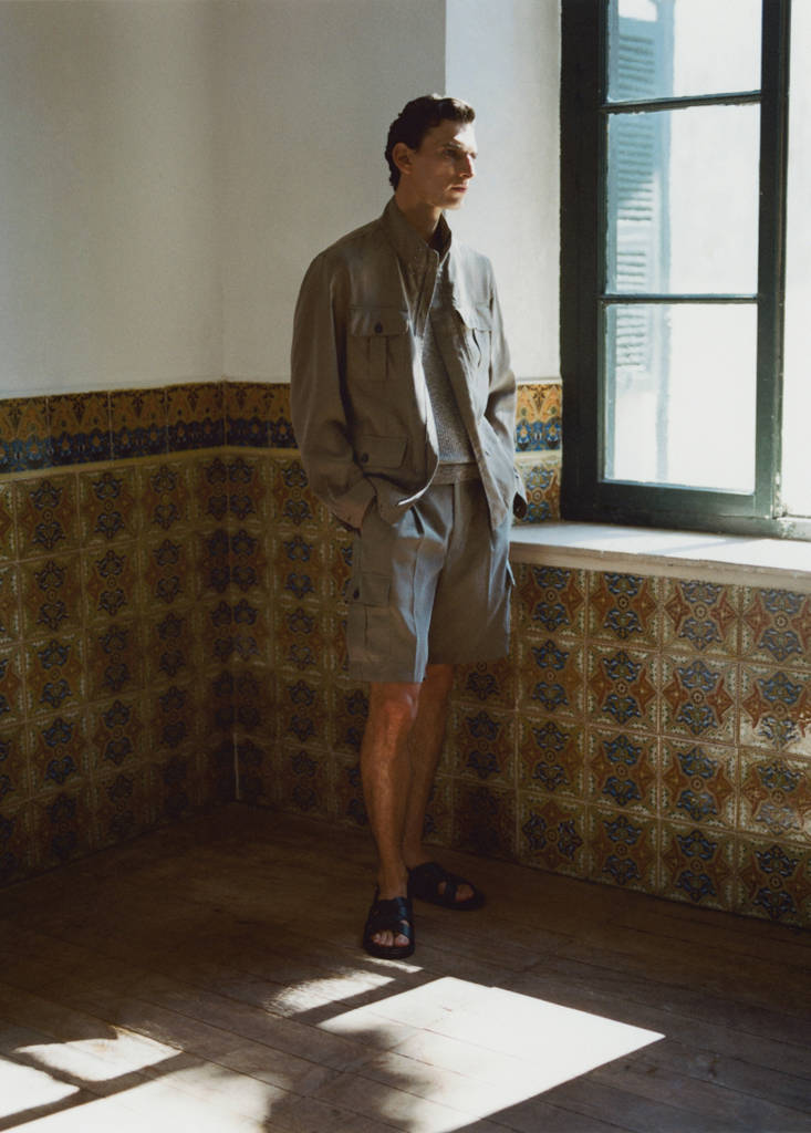 Modal cotton cargo bermuda shorts — Mink Grey