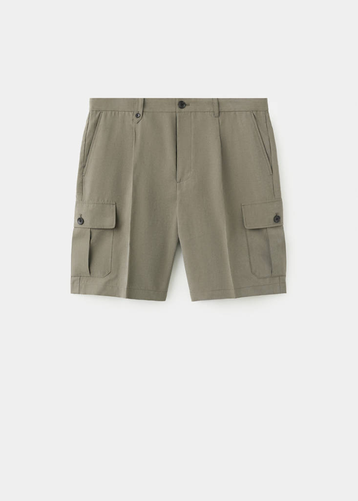 Modal cotton cargo bermuda shorts — Mink Grey
