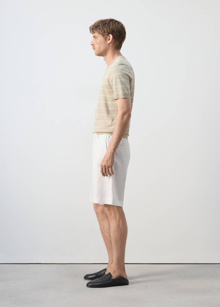 Regular fit 100% linen Bermuda shorts — Off White