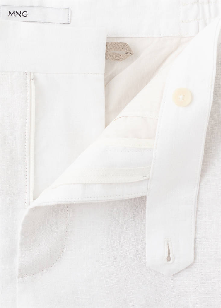 Regular fit 100% linen Bermuda shorts — Off White