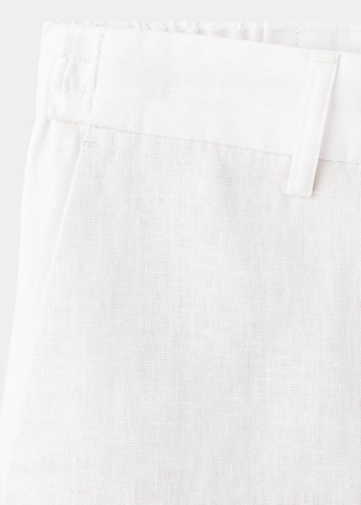 Regular fit 100% linen Bermuda shorts — Off White