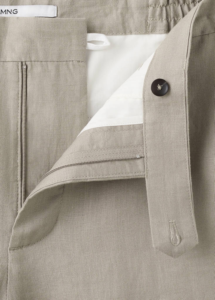 Regular fit 100% linen Bermuda shorts — Medium Brown