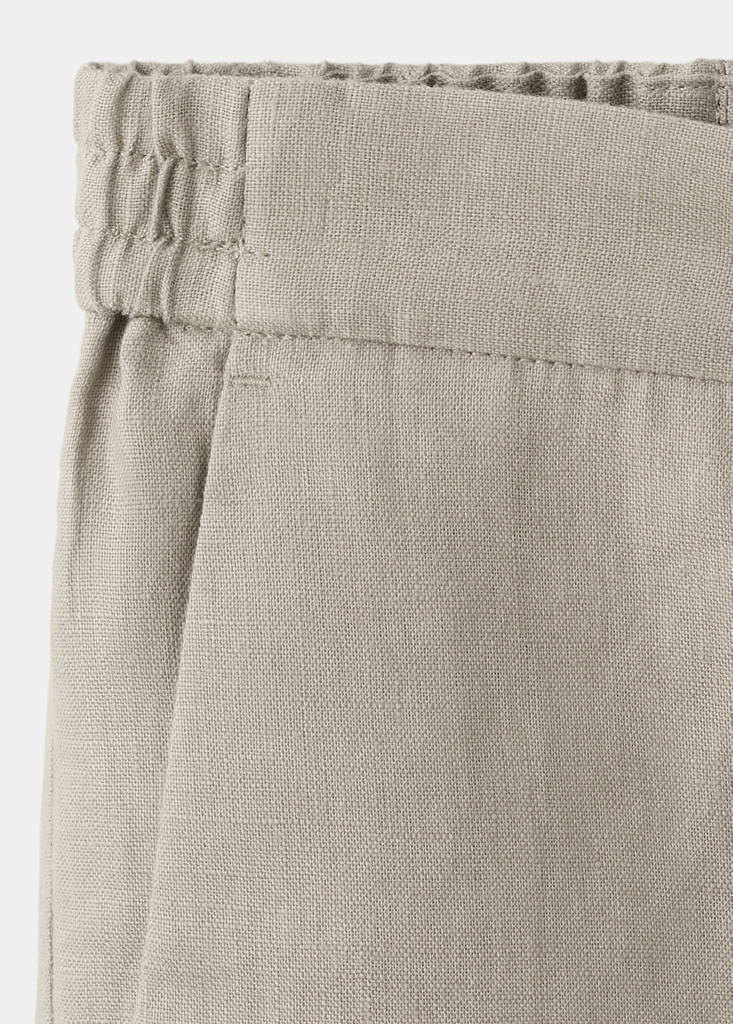 Regular fit 100% linen Bermuda shorts — Medium Brown