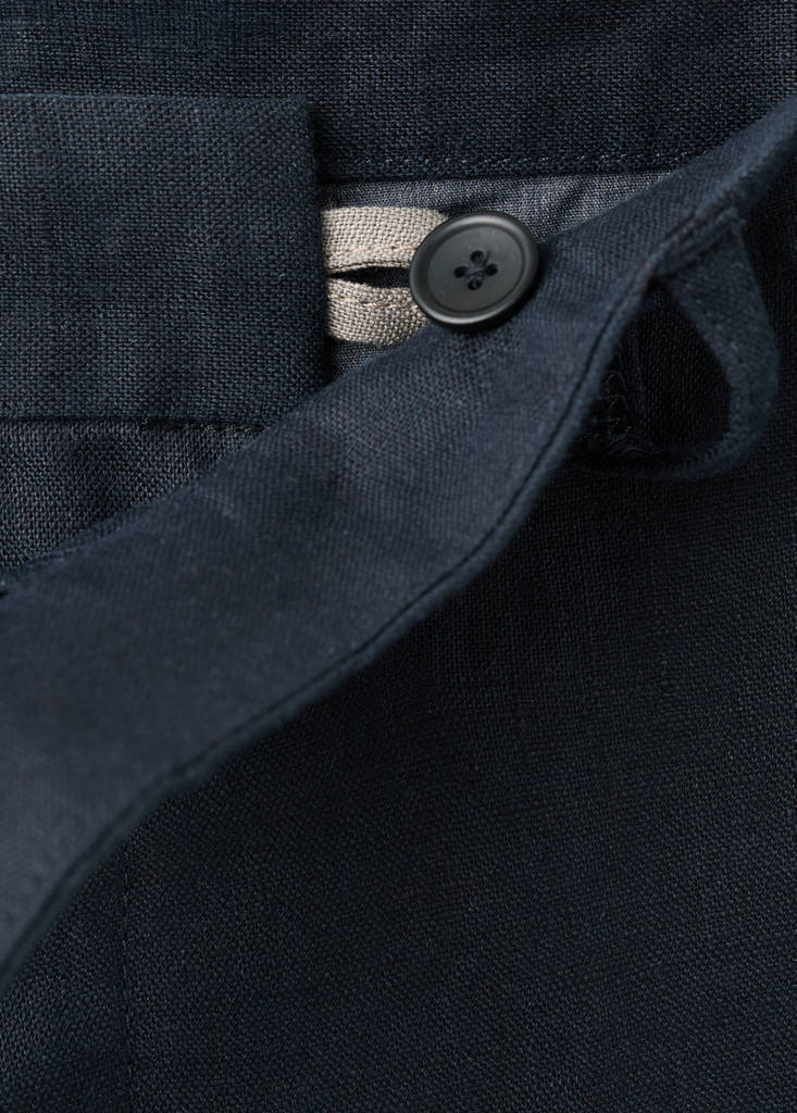 Regular fit 100% linen Bermuda shorts — Navy