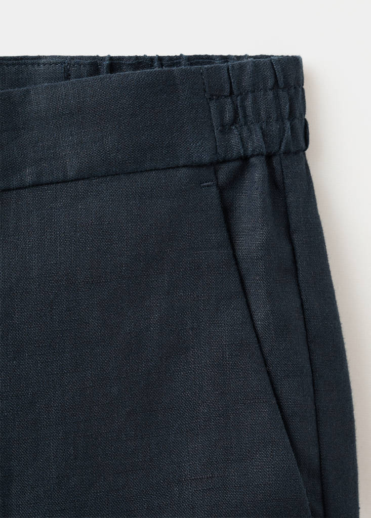 Regular fit 100% linen Bermuda shorts — Navy