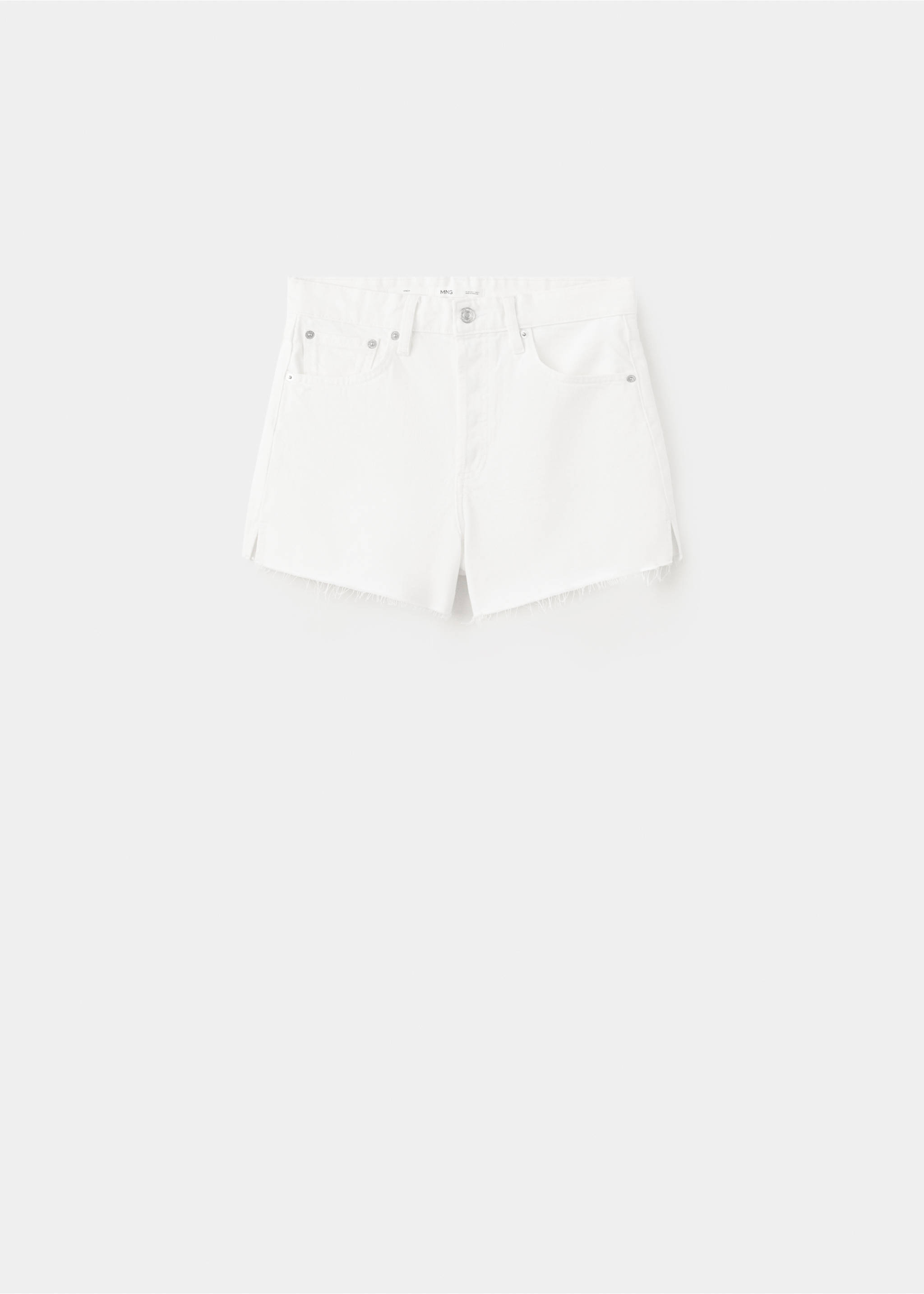 Denim shorts with frayed hem - Article without model, White. Ref: 37071335-00.