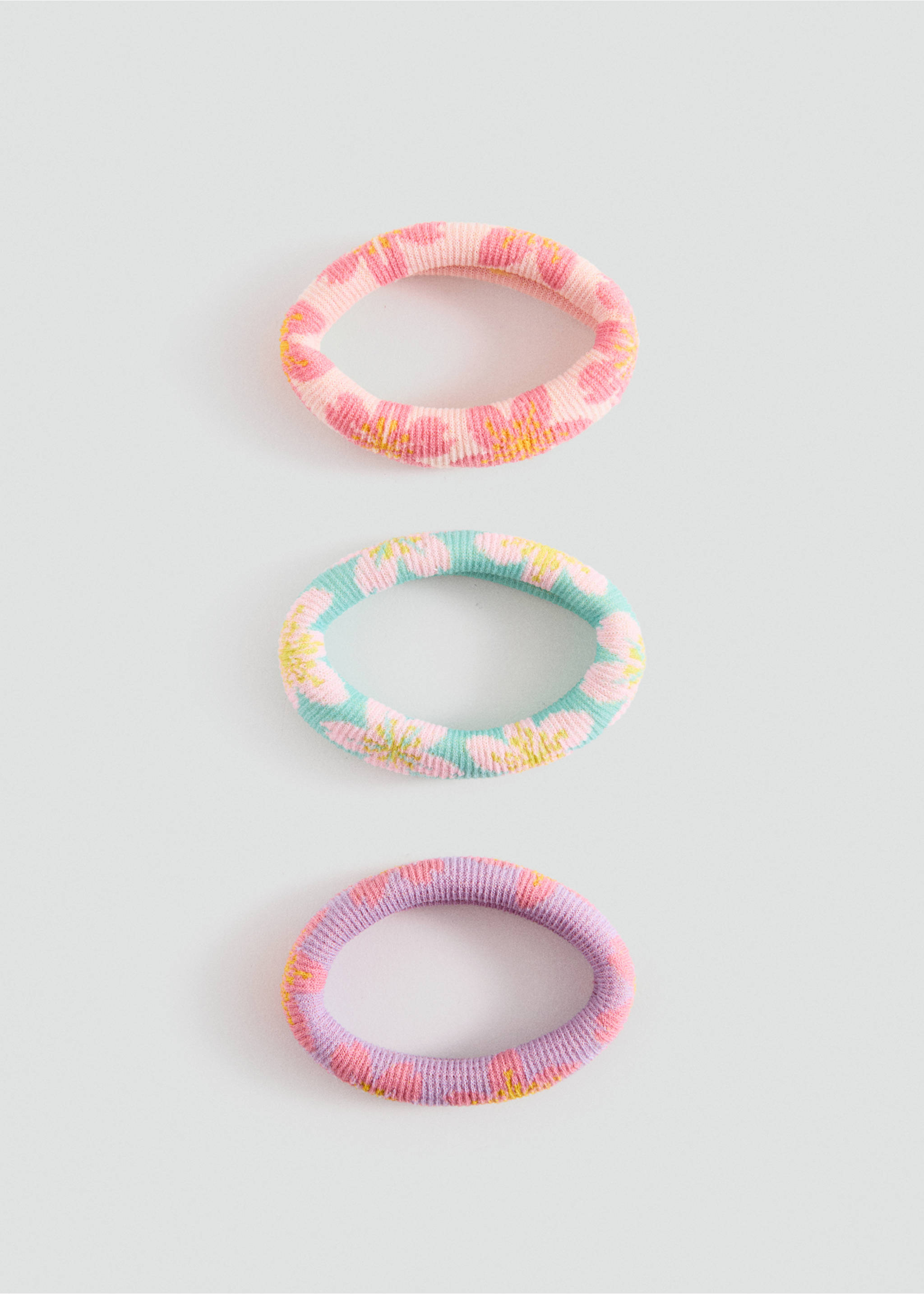 Pack of flower hair elastics - Article without model, Lilac. Ref: 37071340-00.