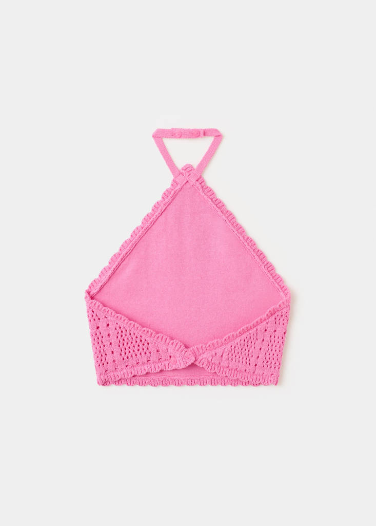 Halter neck crochet top — Fuchsia