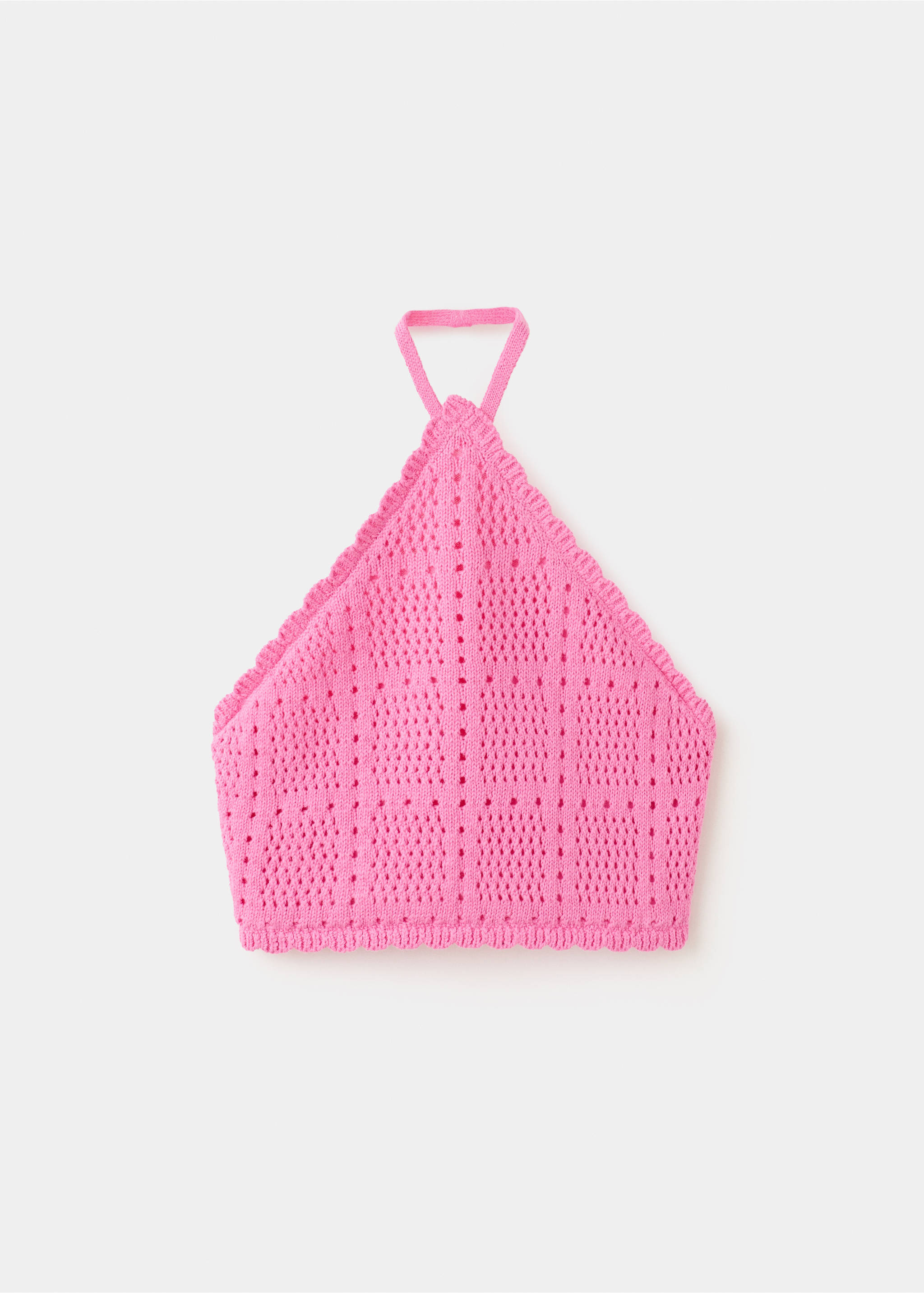 Halter neck crochet top - Article without model, Fuchsia. Ref: 37071341-00.
