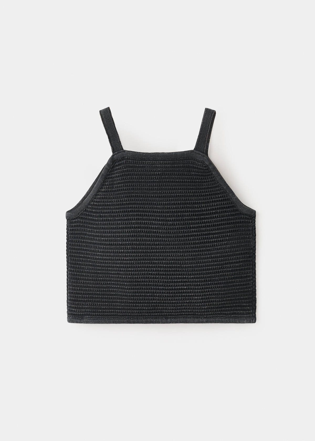 Knitted cropped top — Charcoal