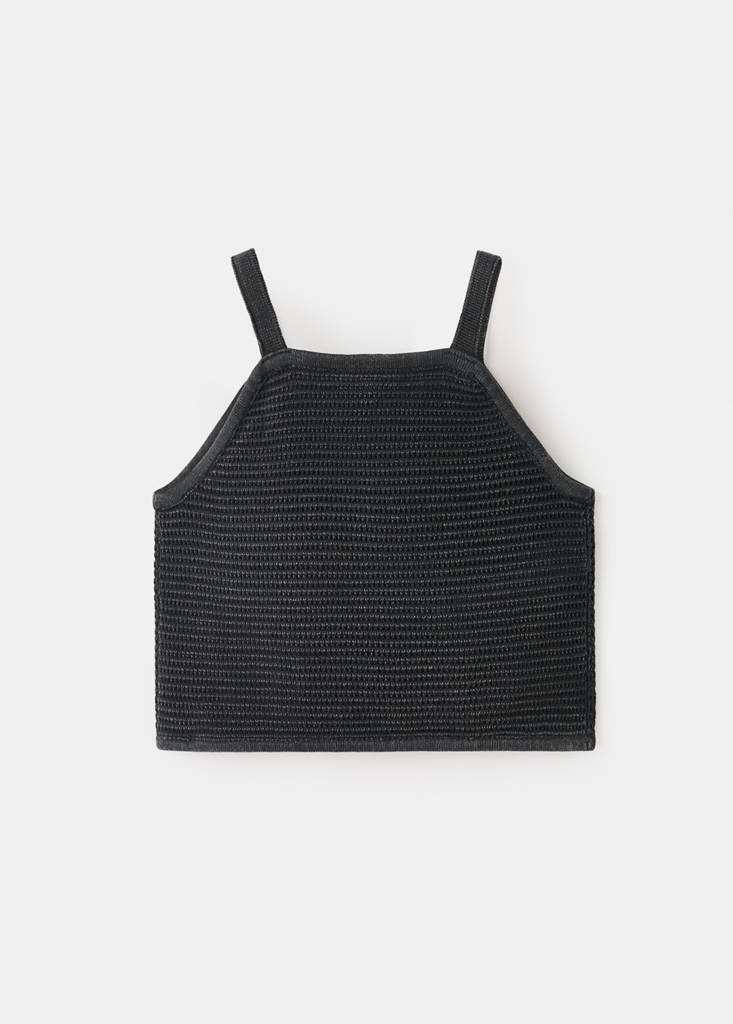 Knitted cropped top — Charcoal