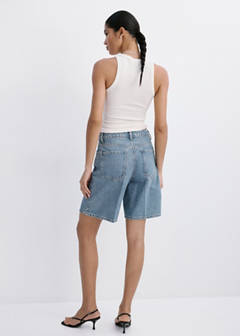 Straight-fit denim bermuda shorts — Medium Blue 3