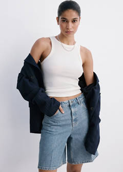 Straight-fit denim bermuda shorts — Medium Blue 4