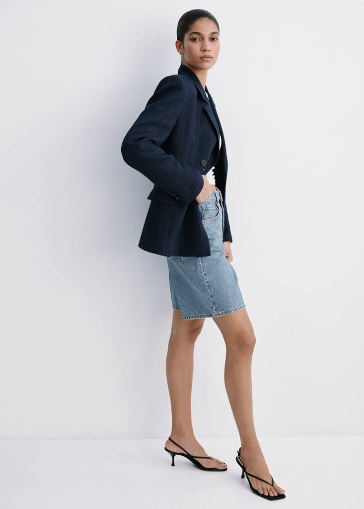 Straight-fit denim bermuda shorts — Medium Blue