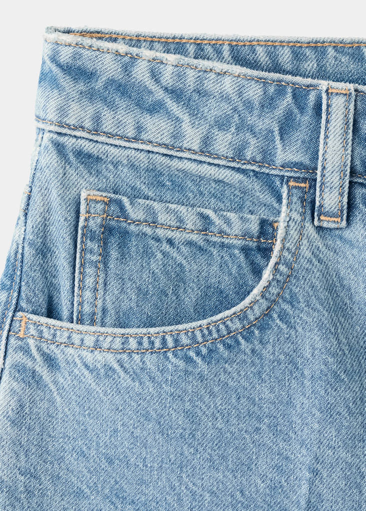 Straight-fit denim bermuda shorts — Medium Blue