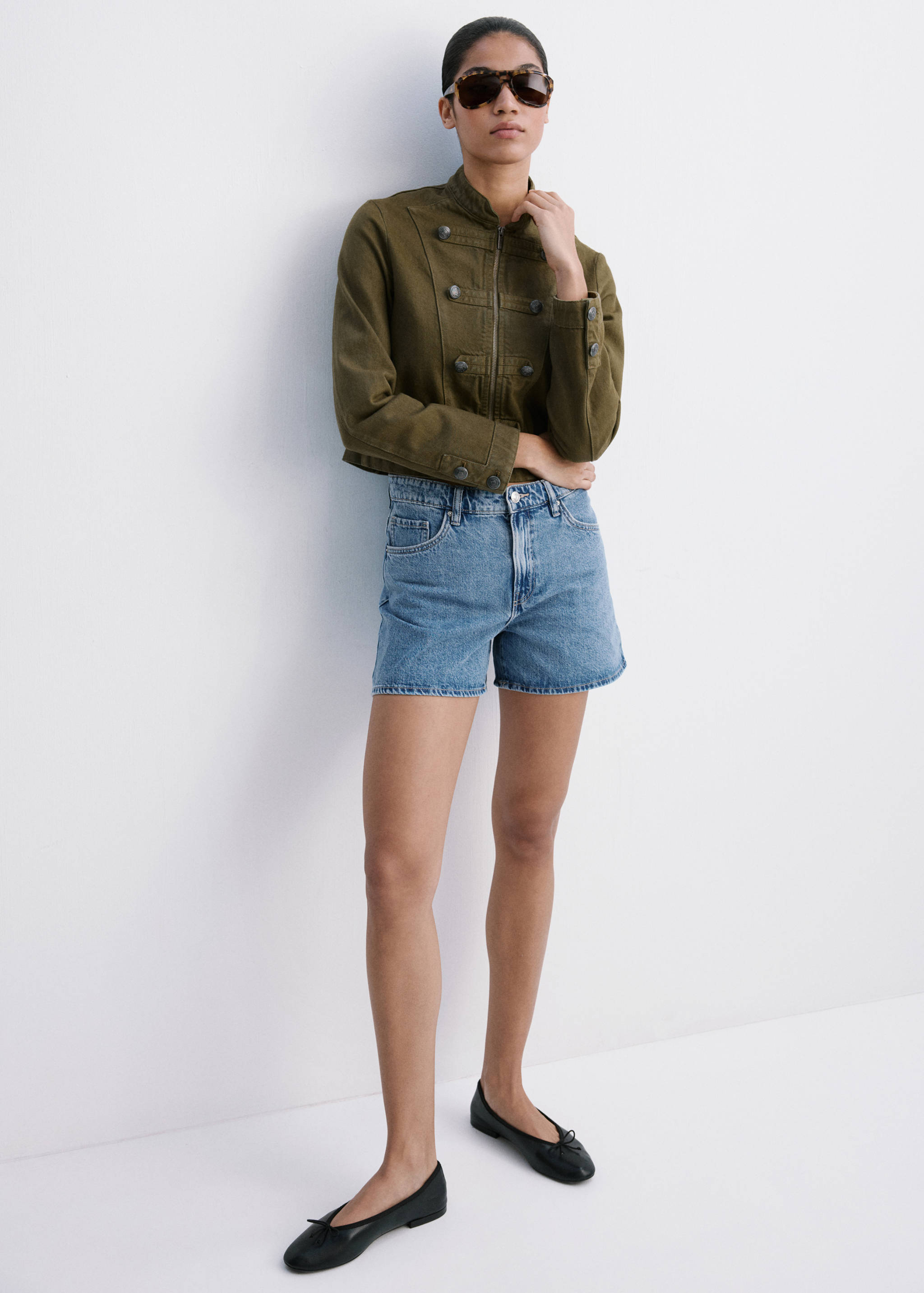 Straight-fit denim shorts - General plane